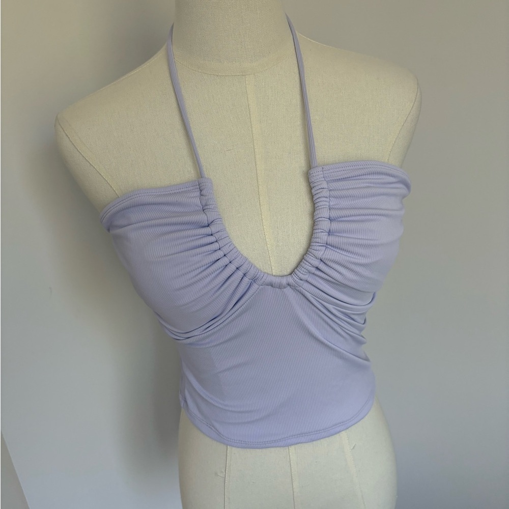 Lavender Halter Neck Ruched Top